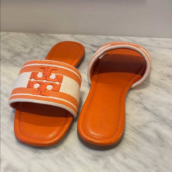 Tory Burch Orange Slide Sandals - Picture 1 of 8